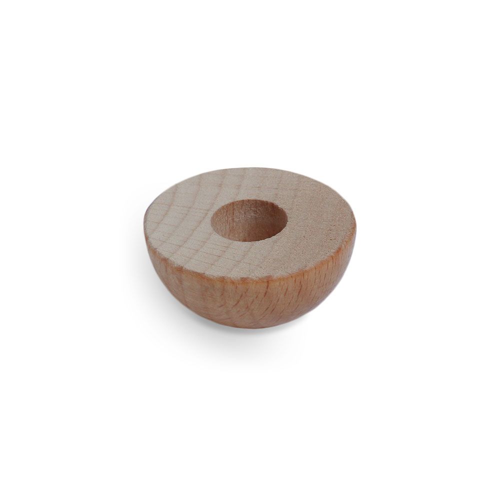 Eindkap van beukenhout, halfrond, naturel, voor houten leuning Ø 40 tot 50 mm, kap met boring in het midden, vrijstaand
