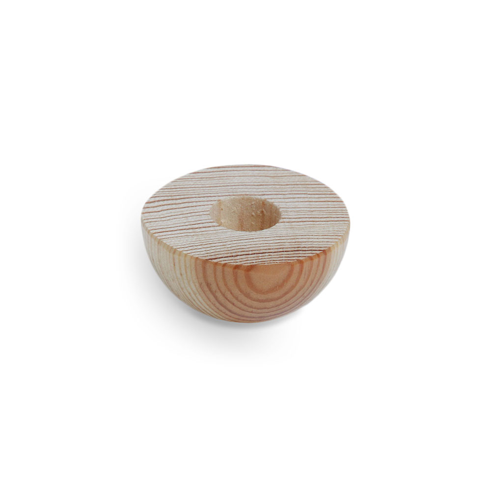 Eindkap van grenenhout, halfrond, naturel, voor houten leuning Ø 40 tot 50 mm, houten kap met jaarringen en boring