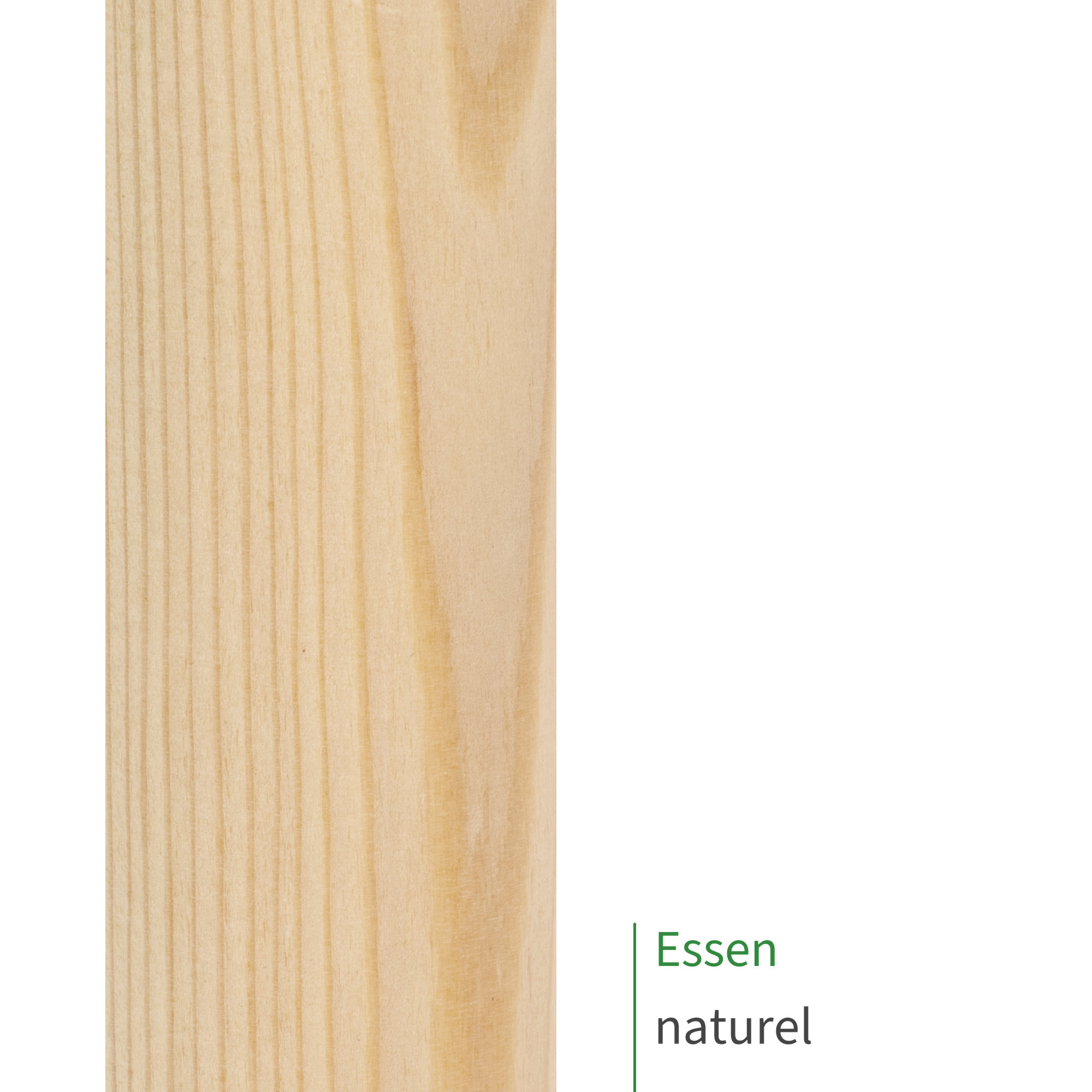 Essen, naturel: close-up van het oppervlak van een houten leuning met zichtbare houtnerf als kleurstaal