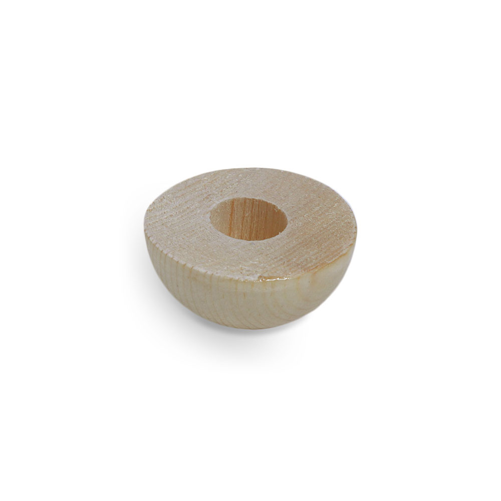 Eindkap van vuren/dennen, halfrond, naturel, voor houten leuning Ø 40 tot 50 mm, lichte naaldhouten kap met boring
