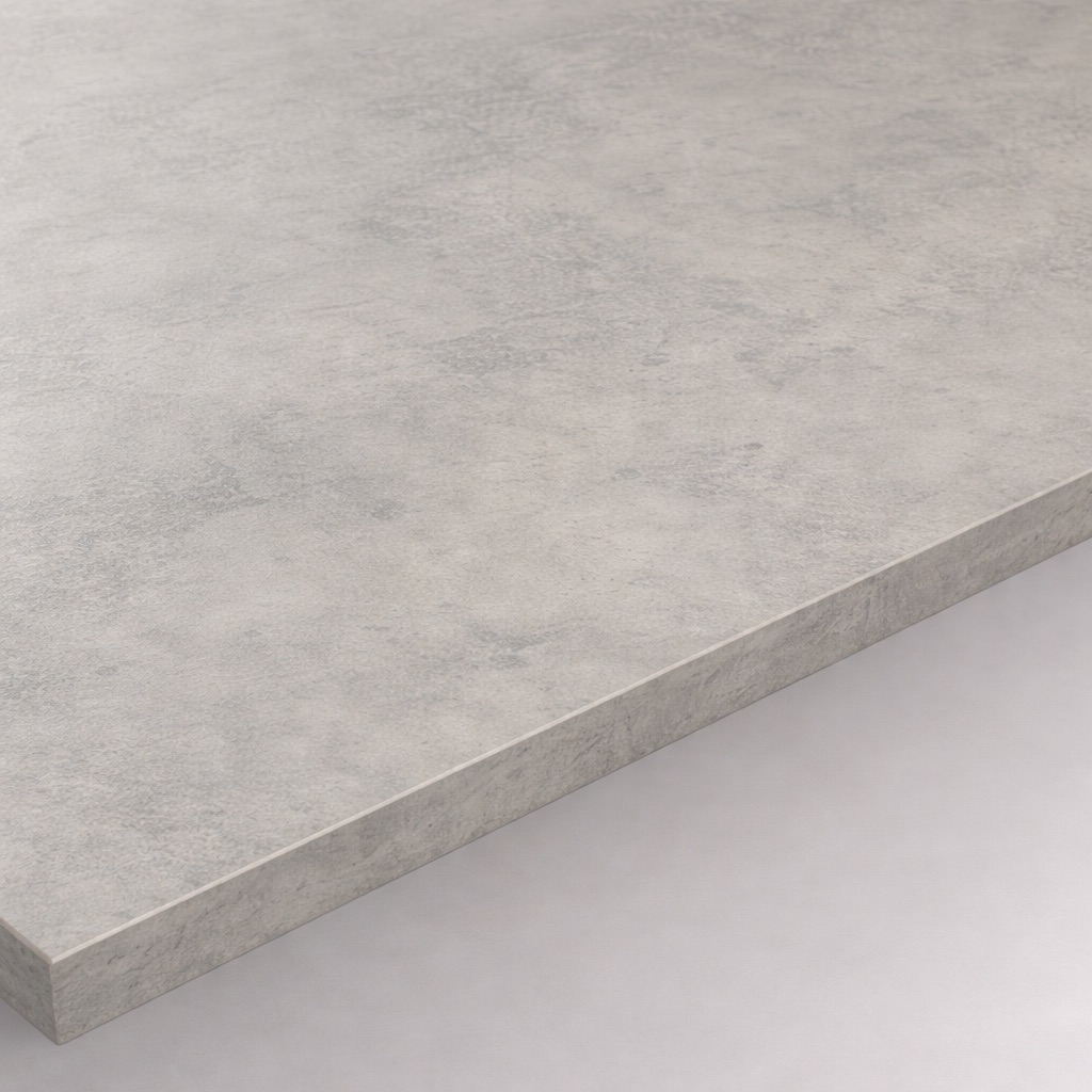 Melamine vensterbank met steenlook (beton), close-up van het betondecor en de voorkant