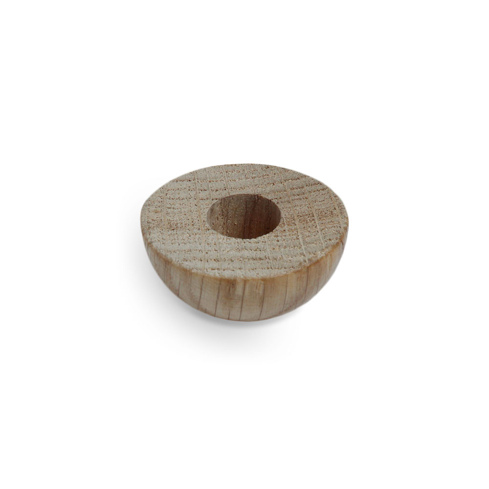 Eindkap van eikenhout, halfrond, naturel, voor houten leuning Ø 40 tot 50 mm, kap met boring in het midden, vrijstaand