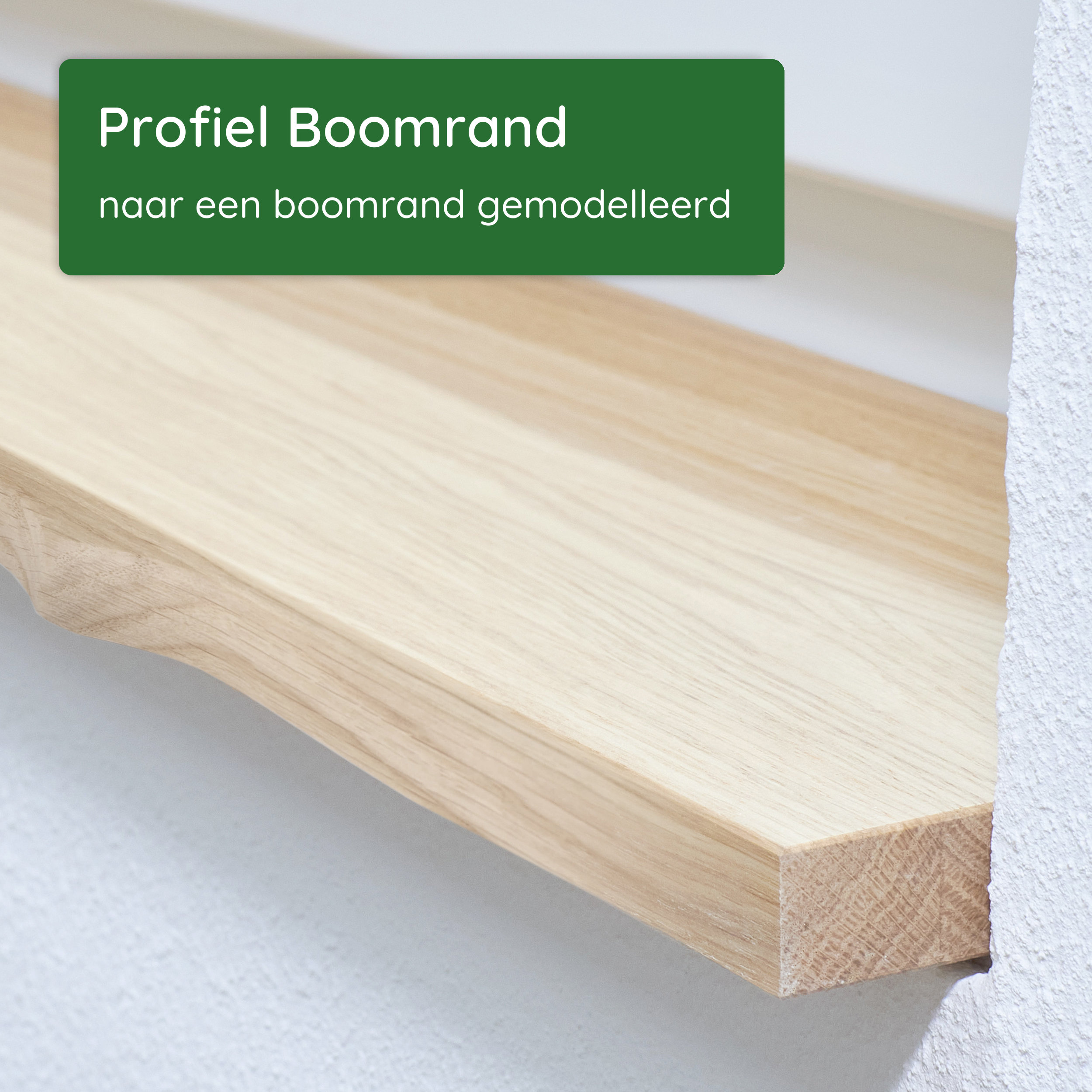 Profiel Boomrand voor houten vensterbank: voorkant naar een natuurlijke boomrand gemodelleerd