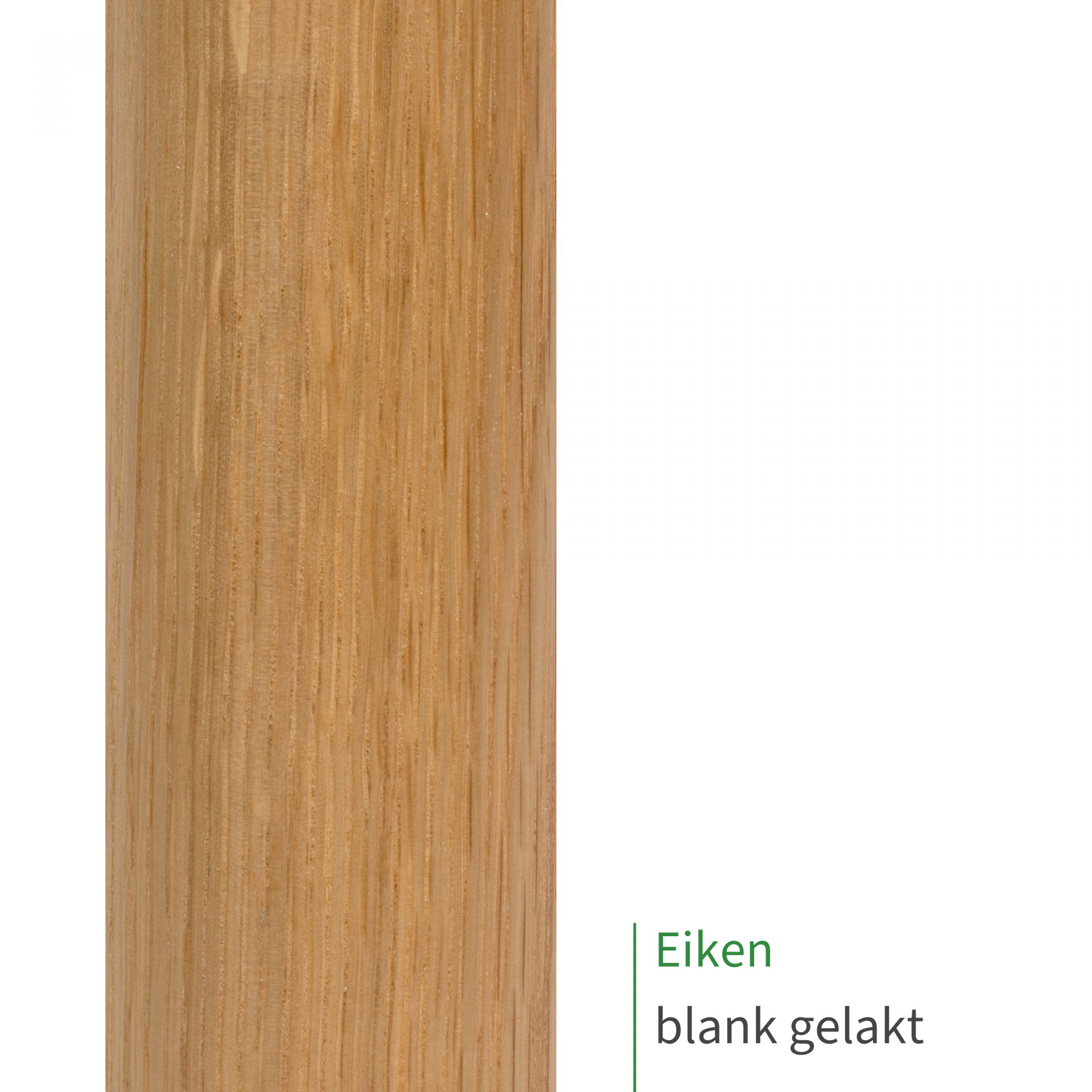 Eiken, blank gelakt: close-up van het oppervlak van een houten leuning met zichtbare houtnerf als kleurstaal