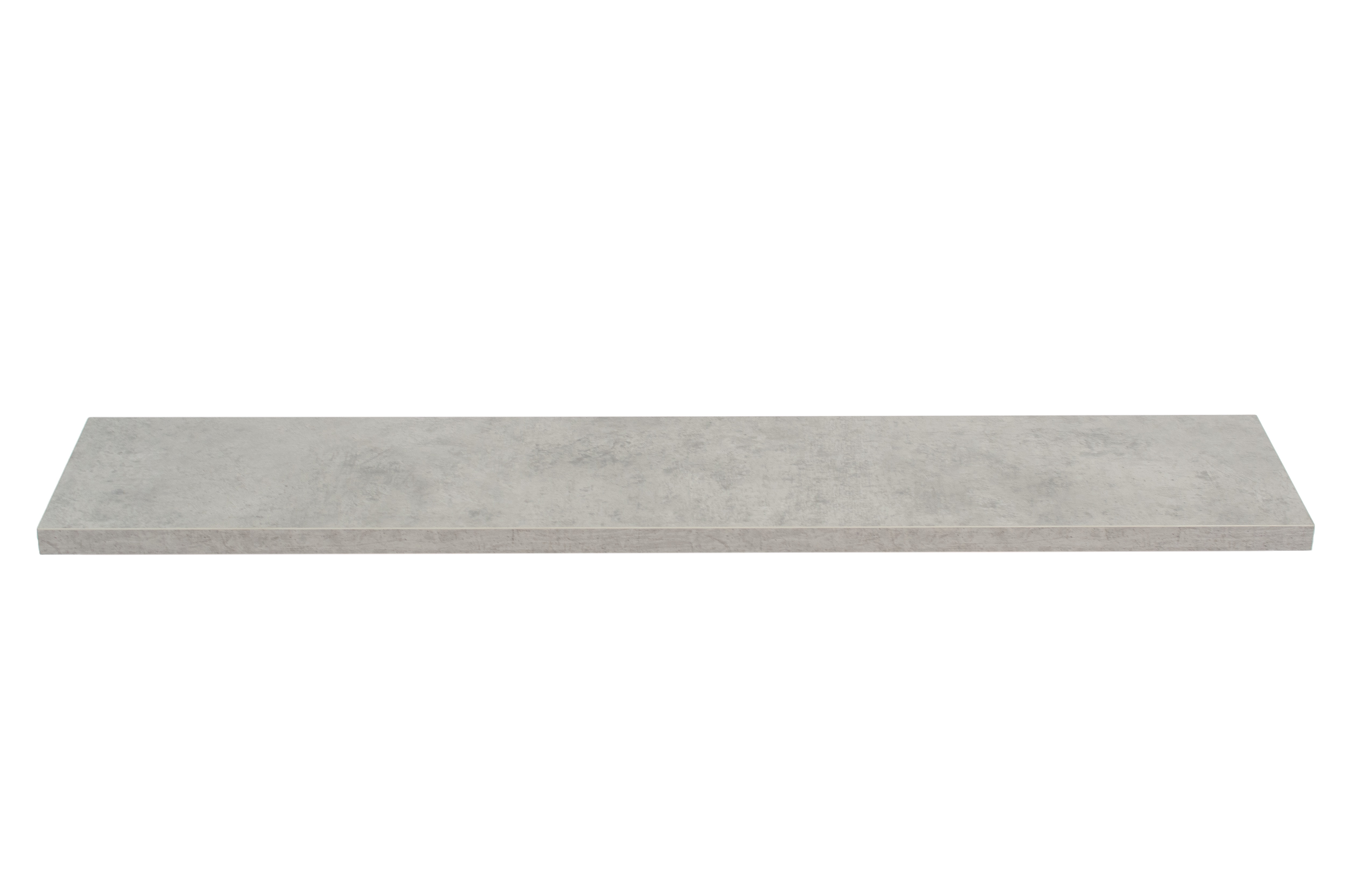 Melamine vensterbank met steenlook (beton), vrijstaand in vooraanzicht op witte achtergrond