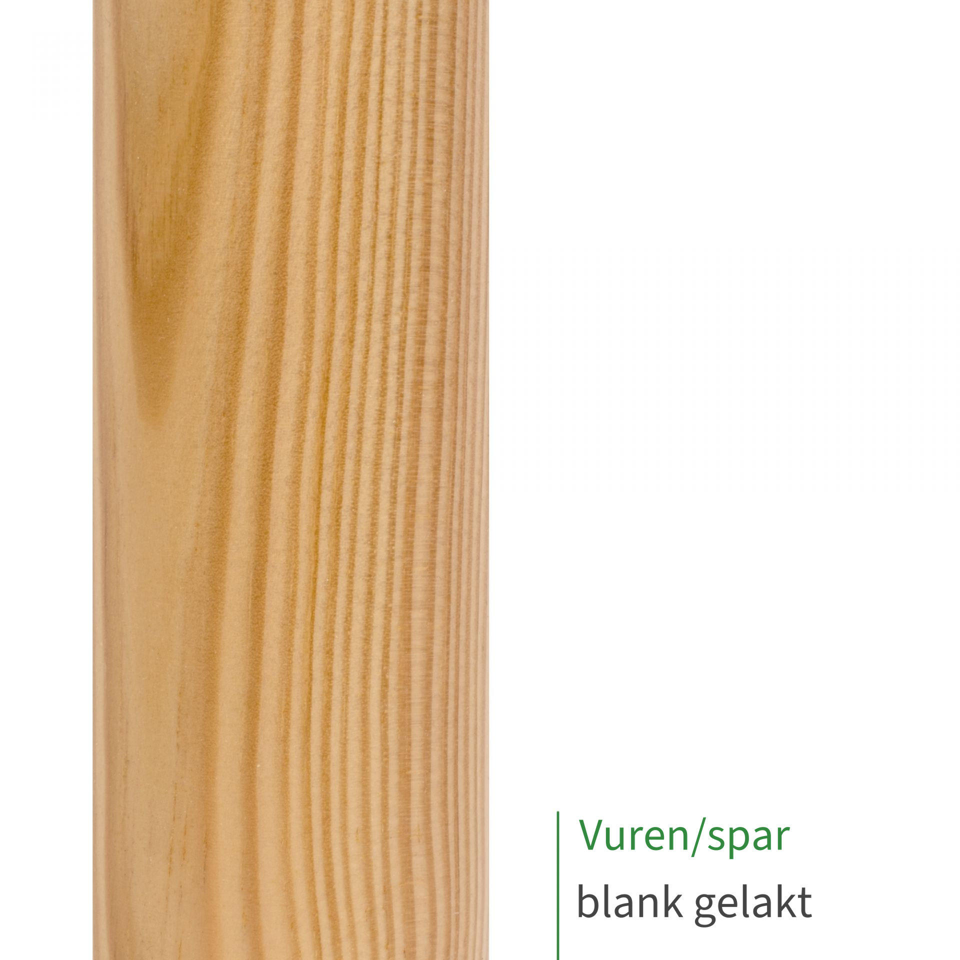 Vuren/dennen, blank gelakt: close-up van het oppervlak van een houten leuning met zichtbare houtnerf als kleurstaal