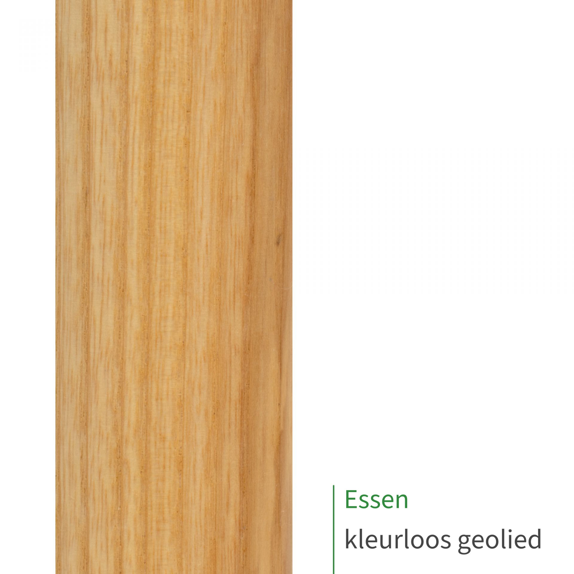 Essen, kleurloos geolied: close-up van het oppervlak van een houten leuning met zichtbare houtnerf als kleurstaal
